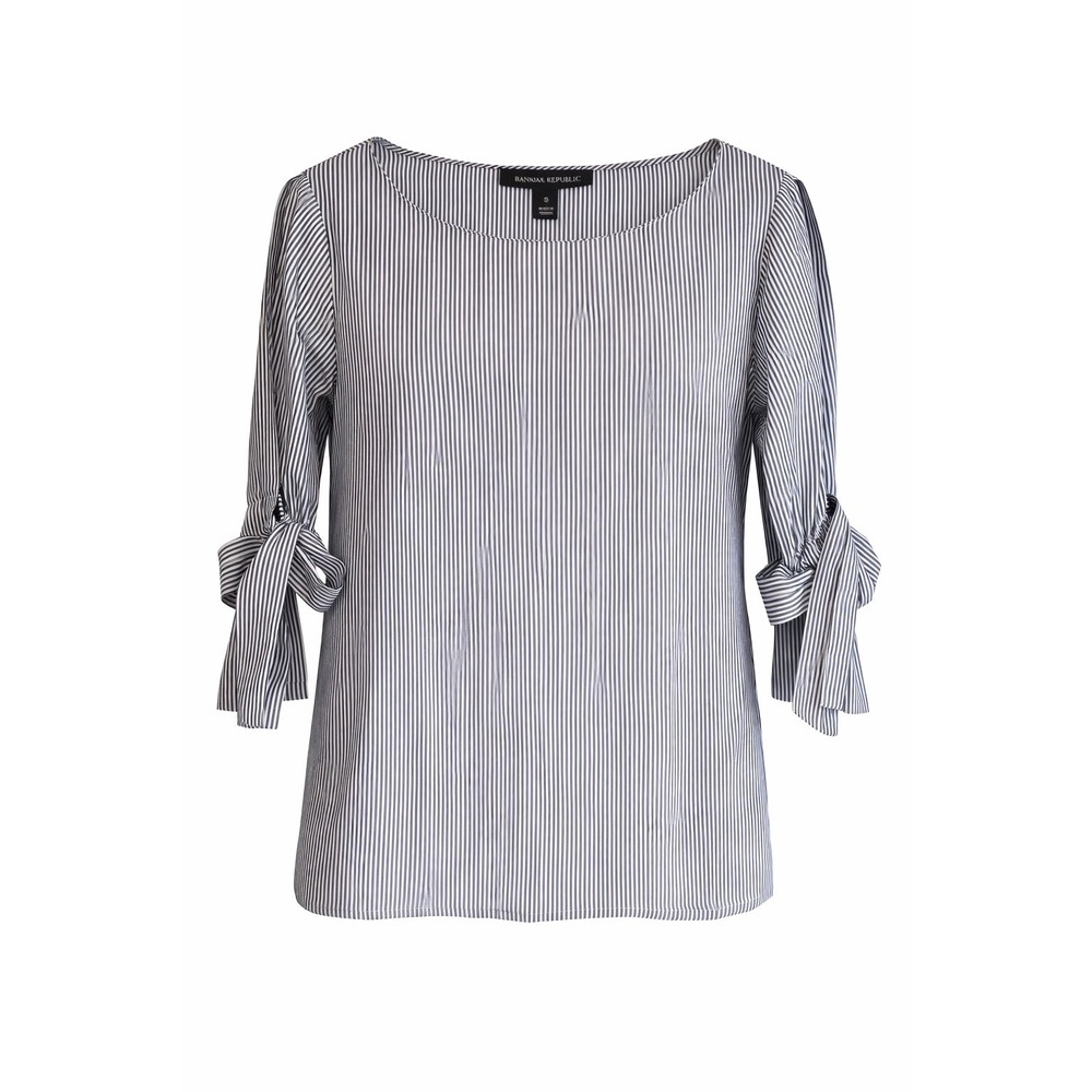 Banana Republic NWT Blue White Stripe Bow Sleeve Blouse S MSRP $58